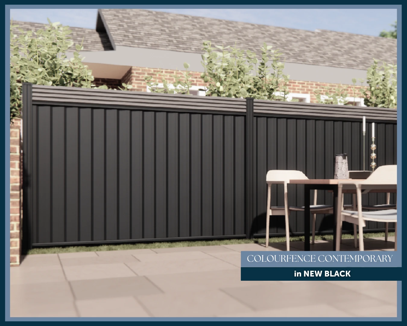 The Black Fence with Contemporary Grey Trellis