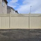 Cream Metal Fence with Contemporary Trellis
