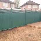 Green Metal Fence with Contemporary 5 Trellis