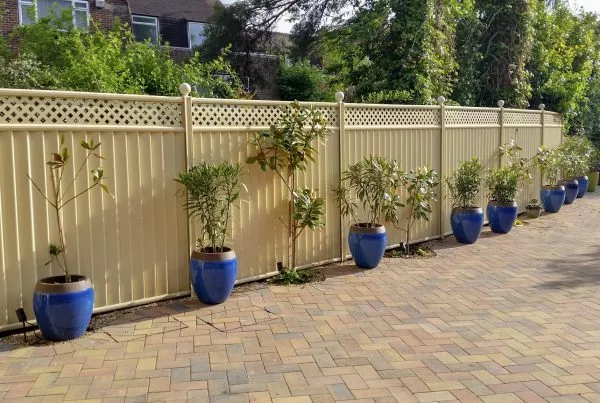 cream metal fencing