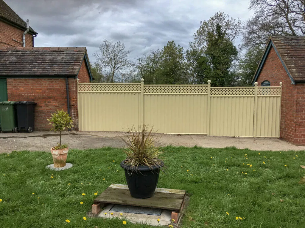cream metal ColourFence for home security preventing burglary
