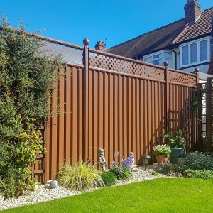 ColourFence Brown with Trellis and Ball Caps