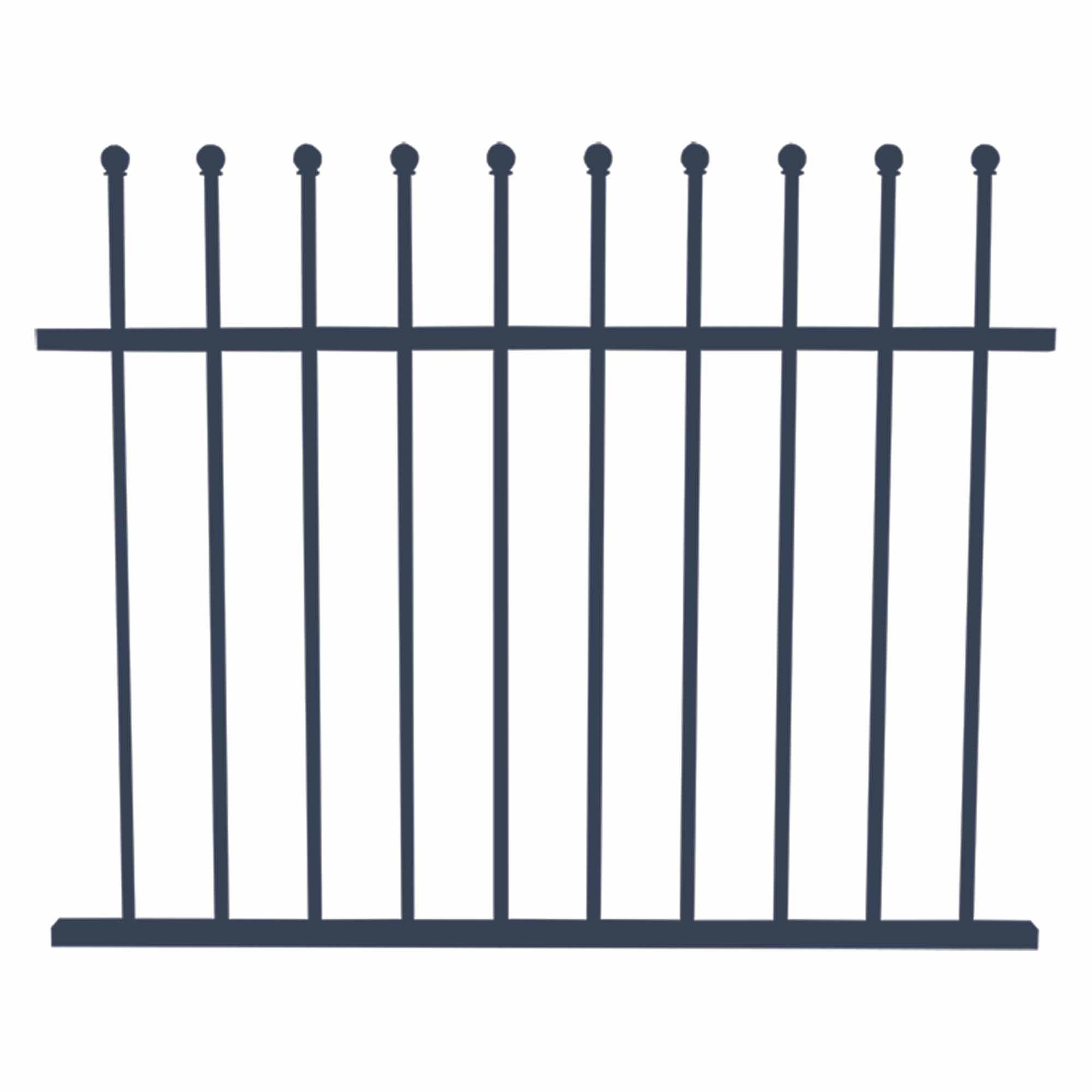 Blue Metal Garden Railing with Ball Tops | ColourFence